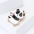 Alloy Enamel Panda Brooch Pin For Sweater And Coat Decoration view 3