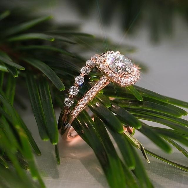Fashion Rose Gold AAA Cubic Zirconia Women's Ring Set For Engagement Jewelry Accessories