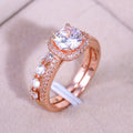 Fashion Rose Gold AAA Cubic Zirconia Women's Ring Set For Engagement Jewelry Accessories view 2