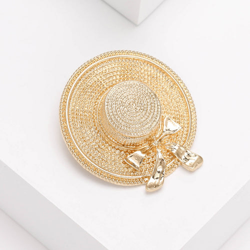 Vintage Alloy Bow Hat Brooch For Sweet Clothing Lapel Decor
