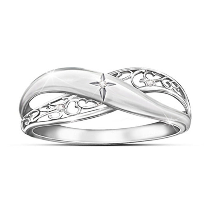 Fashion Smooth Hollow X Cross Open Ring For Women European American Style Jewelry