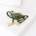 Alloy Enamel Frog Brooch Pin With Rhinestones For Apparel view 2