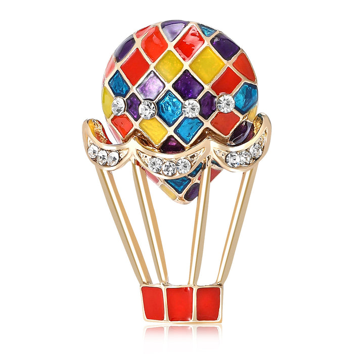 Alloy Enamel Hot Air Balloon Brooch Cute Cartoon Lapel Pin