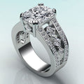 European American Exaggerated Silver Color Couple Ring With Quality Zircon Inlaid Fashion Jewelry view 4