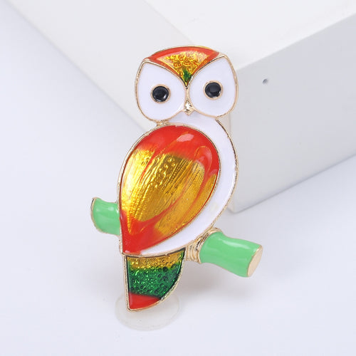Alloy Enamel Cartoon Owl Brooch For Fashion Clothing Accessories