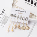 Bohemian Alloy Shell Pearl Starfish Conch Tassel Hoop Stud Set Beach Ocean Style Fashion Earrings view 3