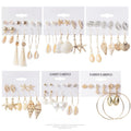 Bohemian Alloy Shell Pearl Starfish Conch Tassel Hoop Stud Set Beach Ocean Style Fashion Earrings view 1
