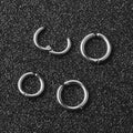 Minimalist Silver Alloy Round Hoop Clip On Huggie Earrings For Women Hip Hop Street Punk Earrings view 2