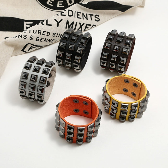 European American Punk Leather Bracelet Exaggerated Nightclub Bar Style Wristband