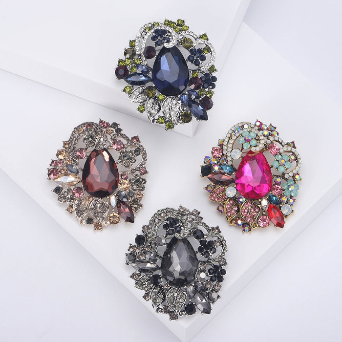 Alloy Crystal Bohemian Brooch Pin For Elegant Versatile Clothing Accessories