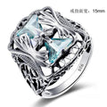 Simple Exotic White K Plated Triangle Gemstone Zircon Statement Ring For Women view 5