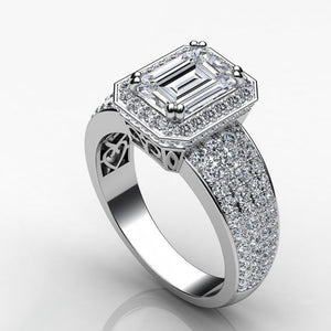 Luxury European Style Womens Engagement Wedding Ring Copper Micro Paved Zircon Jewelry