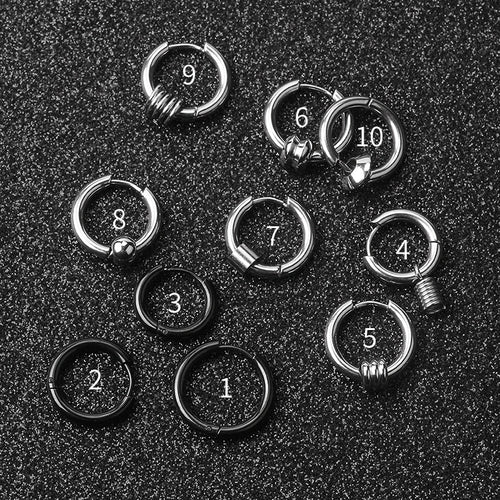 Hip Hop Street Punk Stainless Steel Ear Cuff Stud Earrings For Men Trendy Personality Style
