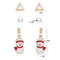 Women's Elegant Christmas Enamel Reindeer Snowman Bell Pearl Alloy Drop Stud Jewelry Set Earrings view 2
