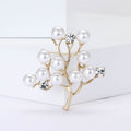 Alloy Rhinestone Pearl Branch Brooch Elegant Lapel Pin For Sweaters view 2