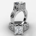 Fashion Hollow Zircon Wedding Ring For Men And Women Copper White Gold Plated Jewelry view 1