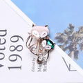 Vintage Alloy Fox Brooch With Crystal For Scarves And Clothing view 2