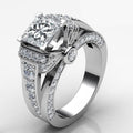 Luxury European American Womens Engagement Wedding Ring With Paved Zircon Stones view 1