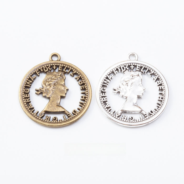 Zinc Alloy Woman Head Charm Pendant No.181663 for DIY Necklace Bracelet Jewelry Making