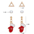 Elegant Christmas Enamel Santa Reindeer Snowflake Pearl Zircon Alloy Stud Drop 3 Piece Set Earrings view 3