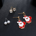 Elegant Christmas Enamel Santa Reindeer Snowflake Pearl Zircon Alloy Stud Drop 3 Piece Set Earrings view 2