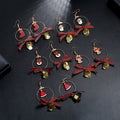 Festive Christmas Enamel Snowman Reindeer Santa Hat Bow Bell Alloy Hoop Dangle Drop Earrings view 1