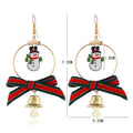 Festive Christmas Enamel Snowman Reindeer Santa Hat Bow Bell Alloy Hoop Dangle Drop Earrings view 3