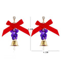 Elegant Christmas Red Ribbon Bow Alloy Bell Rhinestone Stud Earrings With Colorful Bead Tassel Earrings view 3