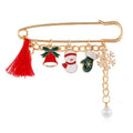 Christmas Cartoon Santa Reindeer Snowflake Pearl Brooch Pin, Fun Holiday Jewelry For view 5