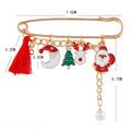 Christmas Cartoon Santa Reindeer Snowflake Pearl Brooch Pin, Fun Holiday Jewelry For view 3