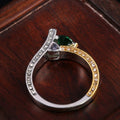Modern Blue Crystal Zircon Inlaid Women's Wedding Engagement Ring Jewelry view 3