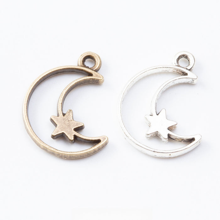 Zinc Alloy Crescent Moon Charm Pendant for DIY Necklace Bracelet Jewelry Making