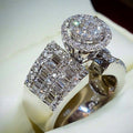 Luxury Women's Full Zircon Ring, Copper White Gold Plated Fashion Jewelry For view 5
