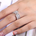 Luxury Women's Full Zircon Ring, Copper White Gold Plated Fashion Jewelry For view 3