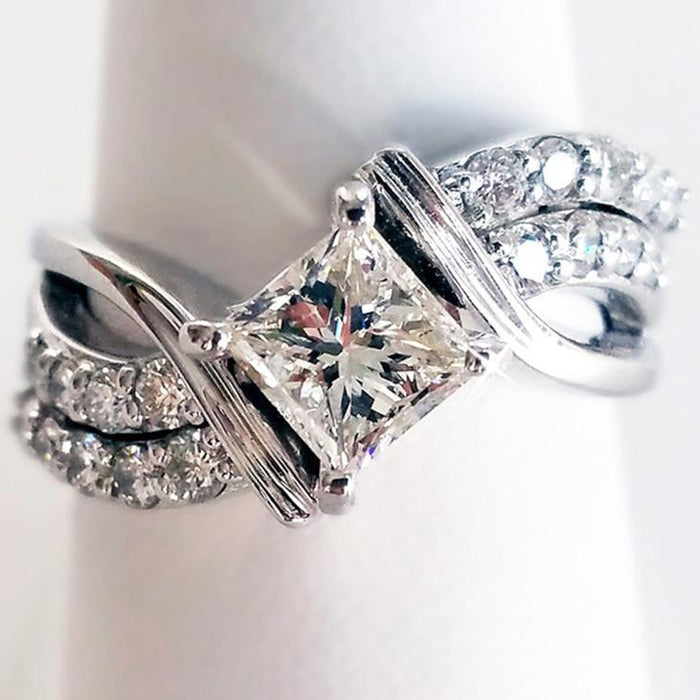 Bold Square Zircon Cocktail Ring Unisex European American Fashion Finger Jewelry