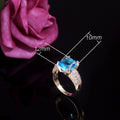 Gold Plated Copper Ring With Aquamarine Blue Zircon Inlay Fashion Micro Paved Finger Jewelry view 5