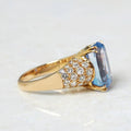 Gold Plated Copper Ring With Aquamarine Blue Zircon Inlay Fashion Micro Paved Finger Jewelry view 3