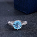 Fashion Ocean Blue Gemstone Zircon Inlaid Women's Engagement Ring For view 5