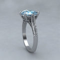 Fashion Ocean Blue Gemstone Zircon Inlaid Women's Engagement Ring For view 6