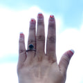 Korean Japanese Minimalist Copper Emerald Green Cubic Zirconia Ring Fine Fashion Jewelry view 3