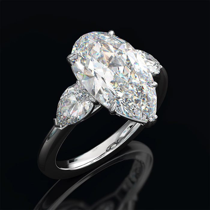 European American Pear Shape Teardrop Cubic Zirconia Sparkle Ring For Women Engagement Jewelry