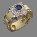European American Bold Two Tone Round Rhinestone Men's Ring Fashion Copper Hand Jewelry view 5