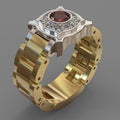 European American Bold Two Tone Round Rhinestone Men's Ring Fashion Copper Hand Jewelry view 1