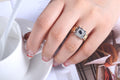 European American Bold Two Tone Round Rhinestone Men's Ring Fashion Copper Hand Jewelry view 4