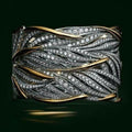 Micro Pave Zircon Twisted Multi Layer Two Tone Gold Ring, Trendy Cross Border Fashion Jewelry view 1