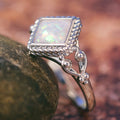 Vintage Rhombus Hollow Faux Opal Ring Women's Fashion Jewelry Direct Supply view 3