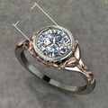 European American Two Tone Classic Mirror Finish Rhinestone Ring For Women Engagement Jewelry view 5