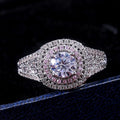 European Style Micro Pave Pink Cubic Zirconia Wedding Ring For Women, Engagement Finger Jewelry view 2