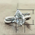 Korean Japanese Style Large Pear Cut Cubic Zirconia Teardrop Ring For Women Engagement Wedding view 2