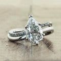Korean Japanese Style Large Pear Cut Cubic Zirconia Teardrop Ring For Women Engagement Wedding view 1